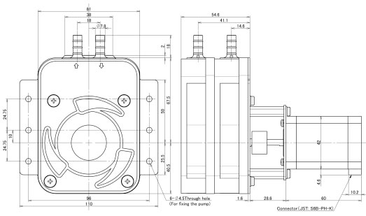 RP-2S Dimensions Stepper motor-Versions
